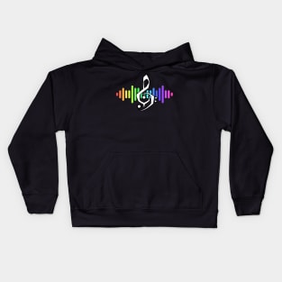 Power Clef - D - Soundwaves Rainbow Kids Hoodie